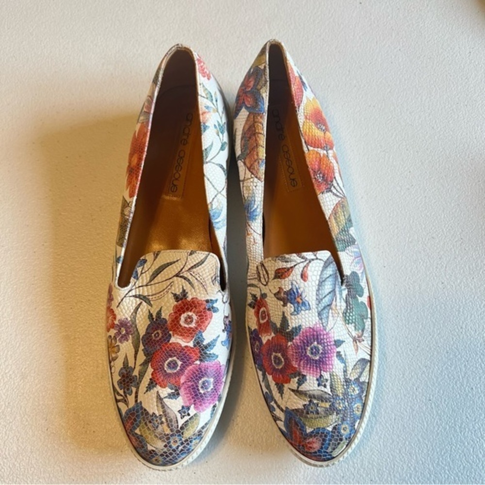 Andre' Assous loafer Shoes floral leather size 10
